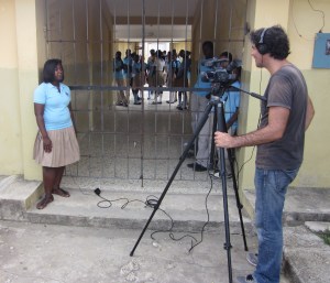 Ross Velton filming at a school in the Dominican Republic